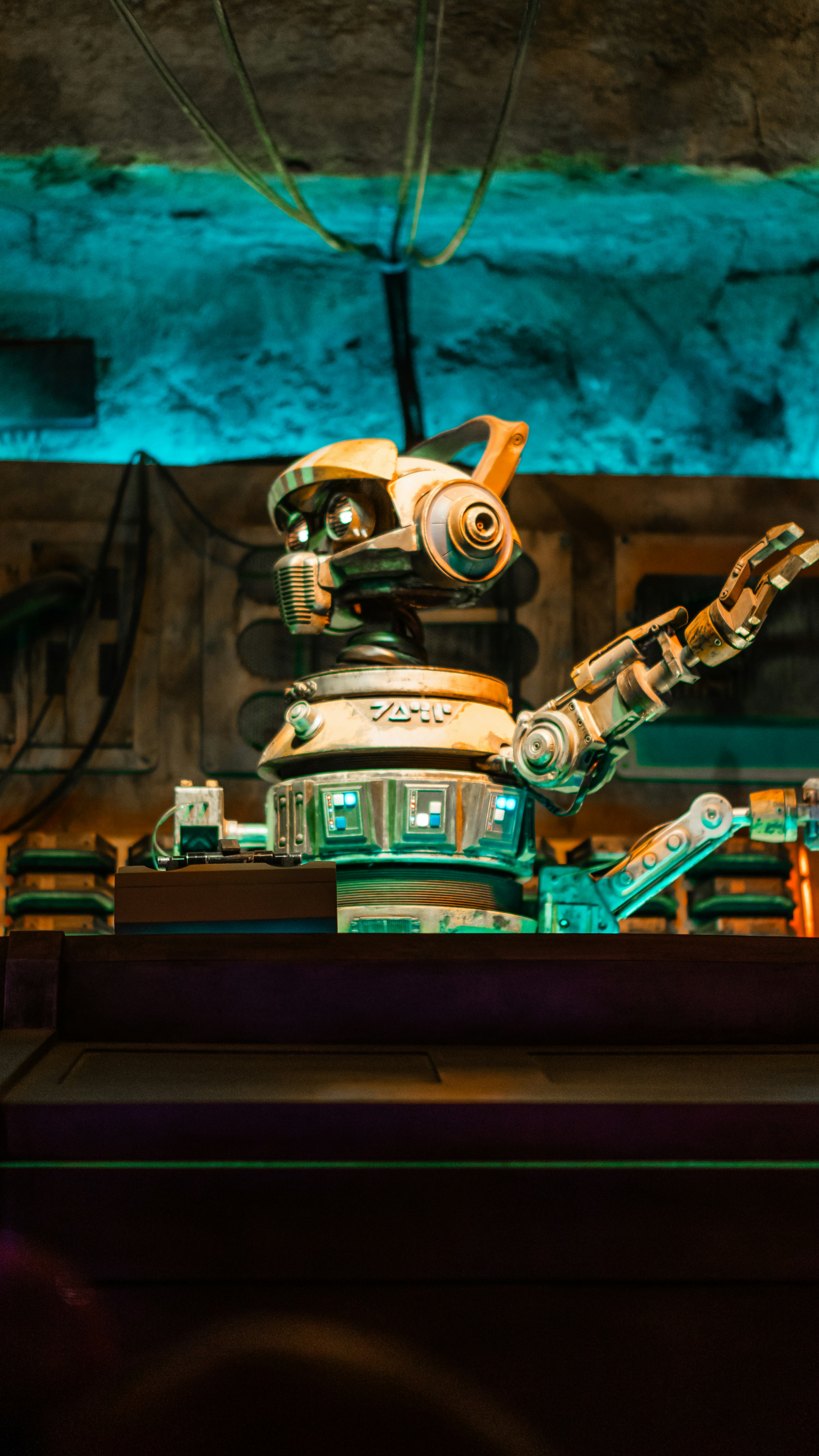 a close up of a robot on a table