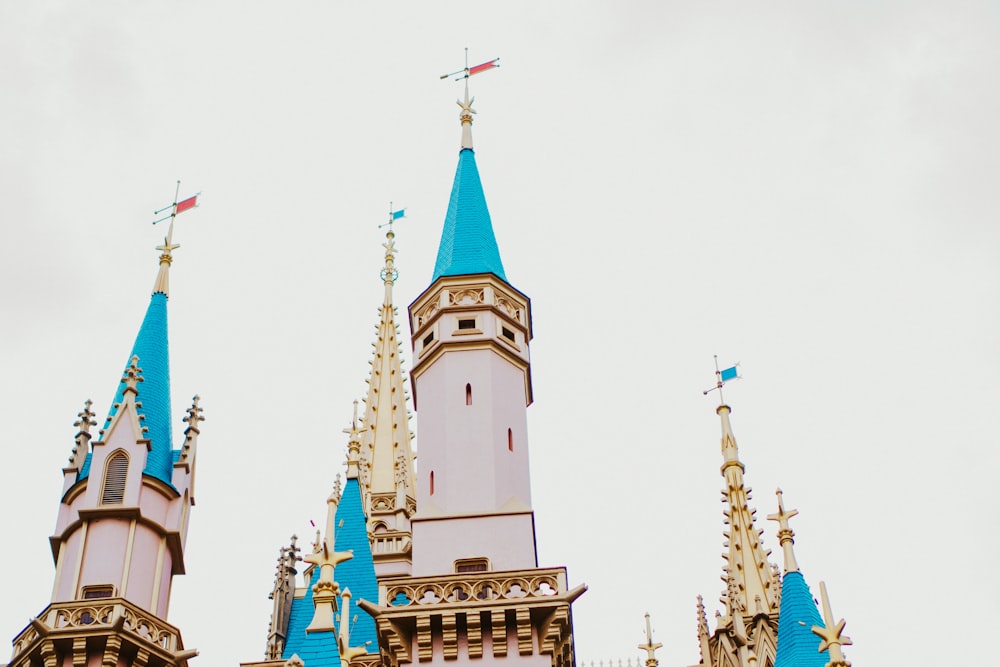 a very tall building with a clock on it's side