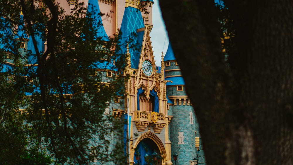 a large building with a clock on the side of it