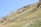 A group of hikers, equipped with backpacks, trekking up a grassy hillside on a clear, sunny day. The line of hikers follows a gentle slope along the hill, surrounded by sparse vegetation and rocky patches.