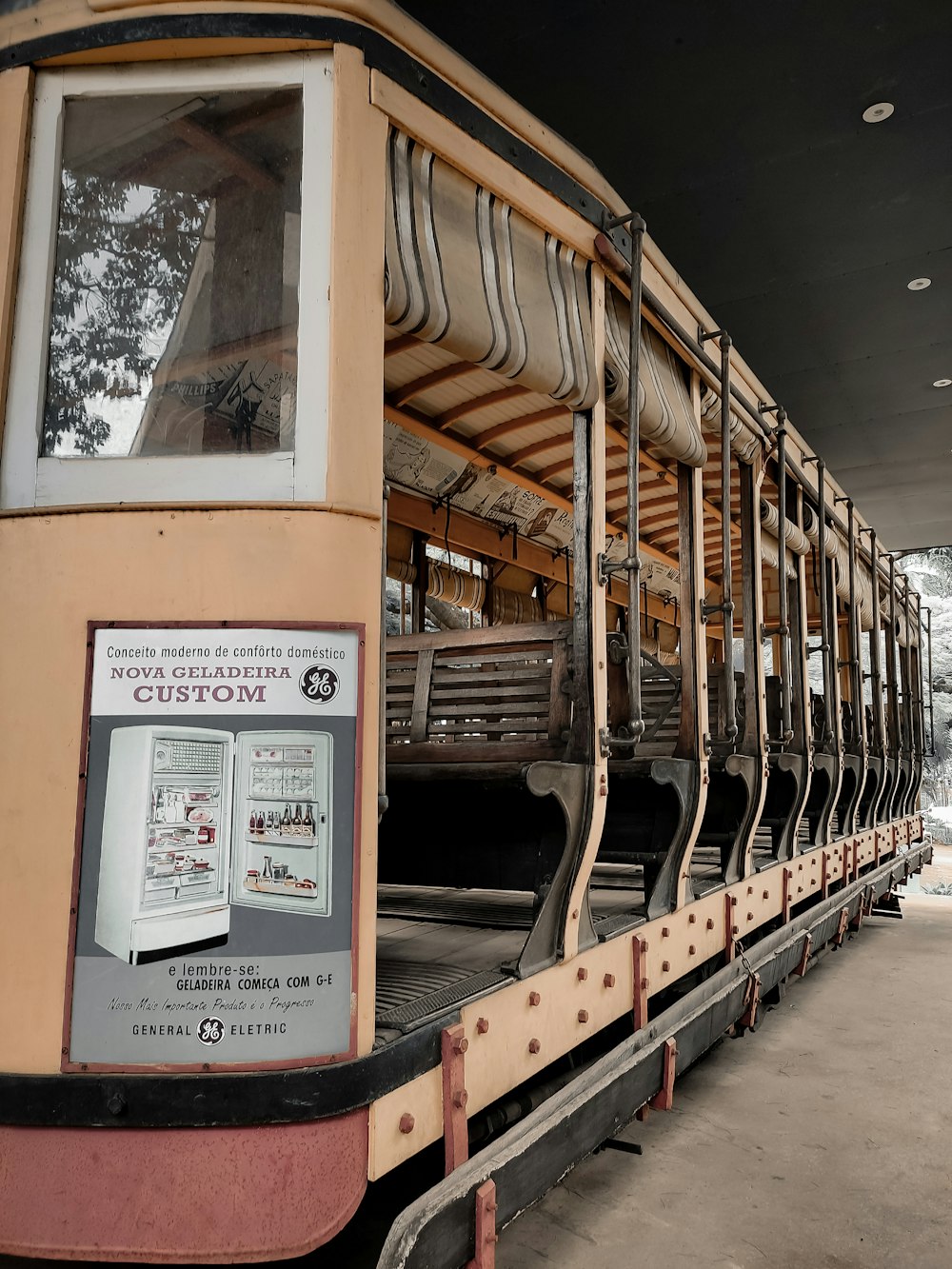 a train car sitting on top of a train track