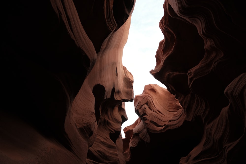 a narrow slot in the side of a canyon