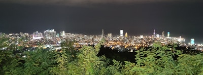Night view of cityscape with illuminated buildings