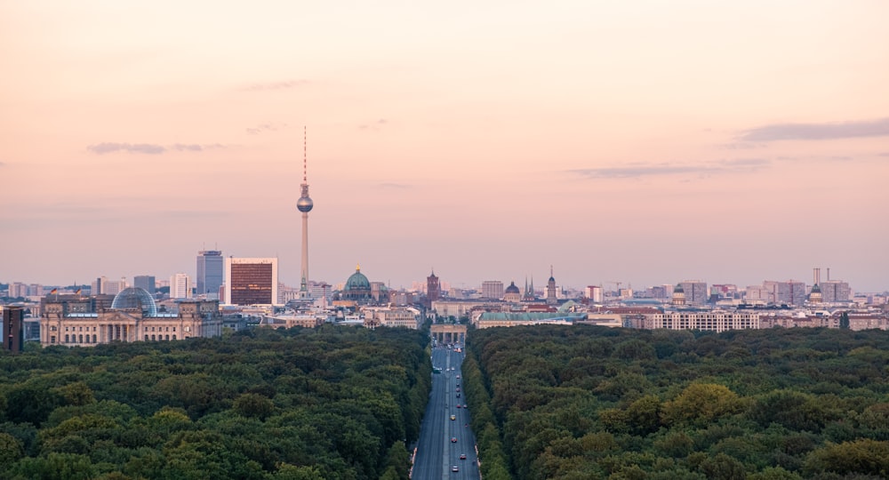 a view of a city from a high point of view