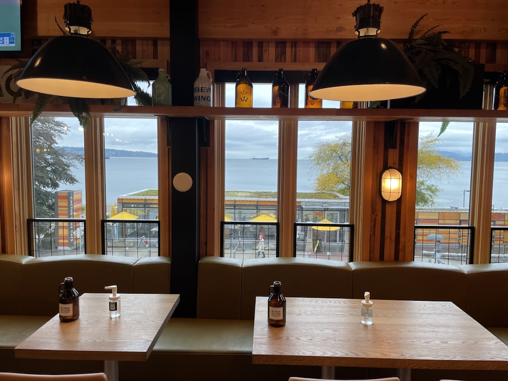 a restaurant with a view of the water
