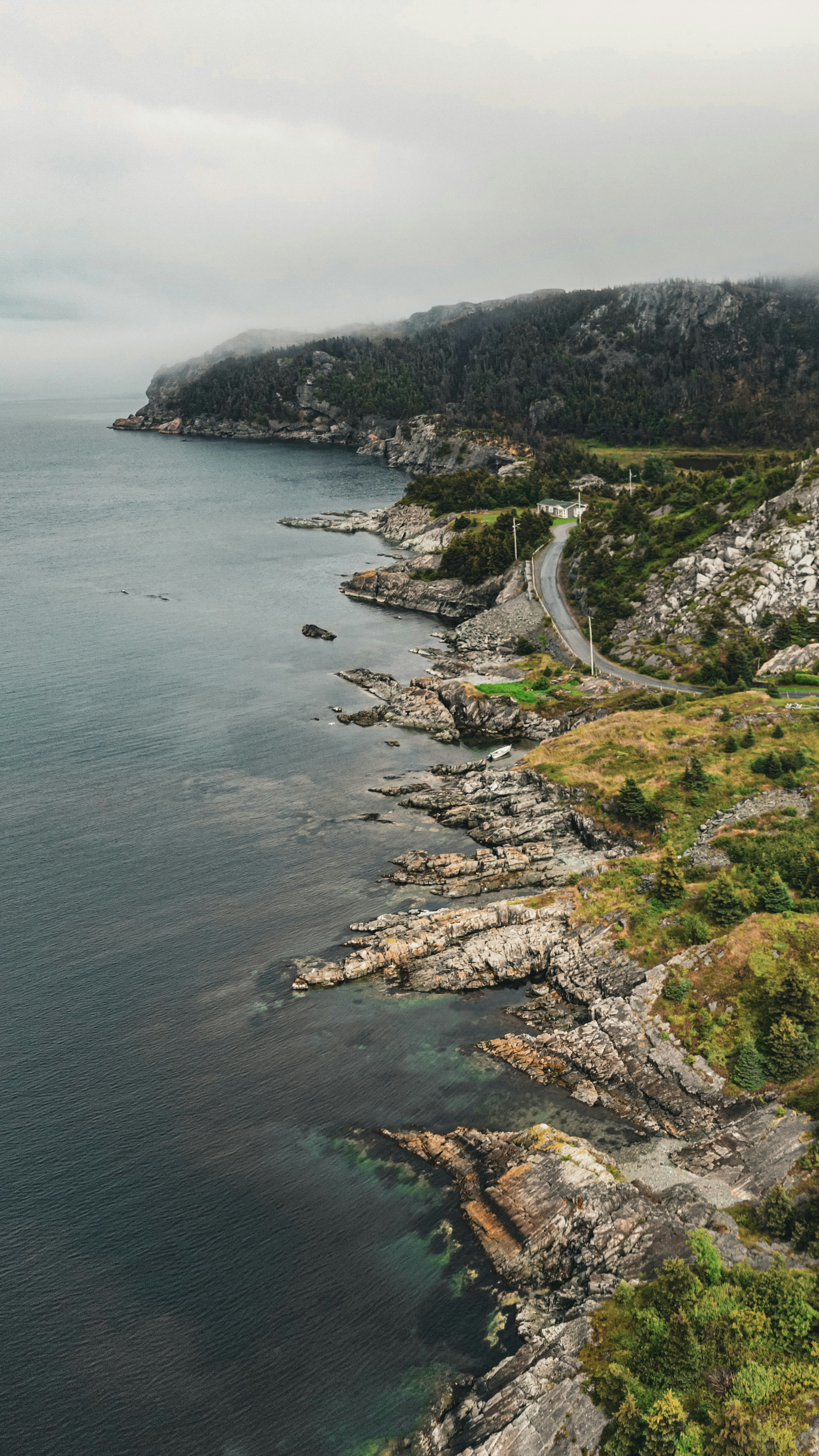 A scenic view of the ocean from a hill photo – Free Drone Image on Unsplash