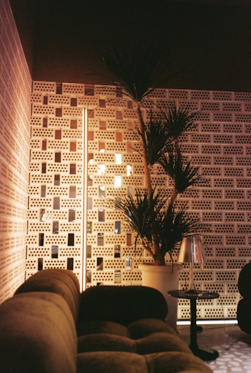 Stylish and cozy interior of Gangnam Blending 24-hour lounge with warm lighting.