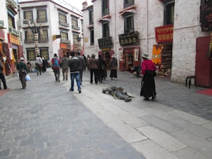 A bustling street scene showcasing village life and culture.