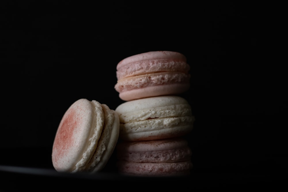 a stack of macaroons sitting on top of each other