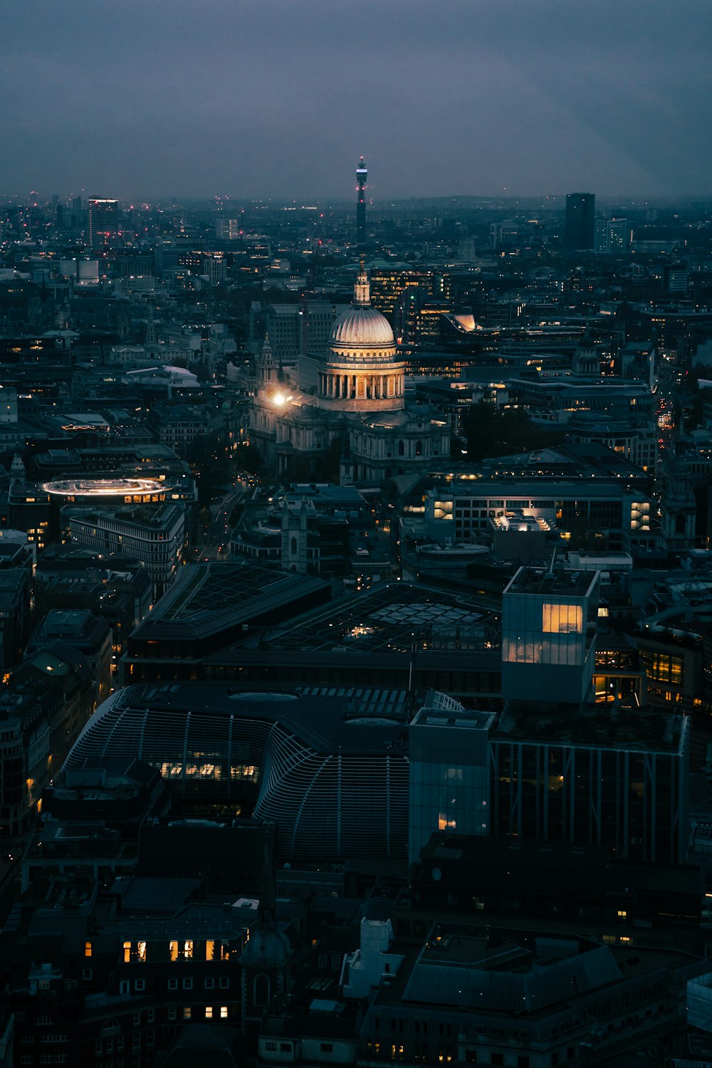 a view of the city of london at night