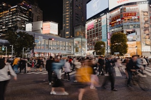An animated scene of a bustling city filled with life.