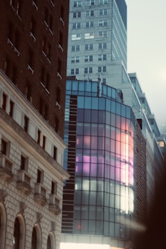 Downtown Houston street view featuring mixed-use buildings.