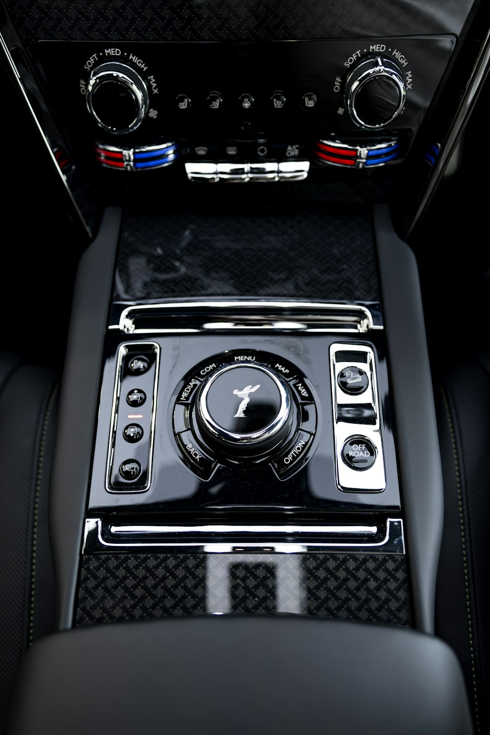 the center console of a modern car