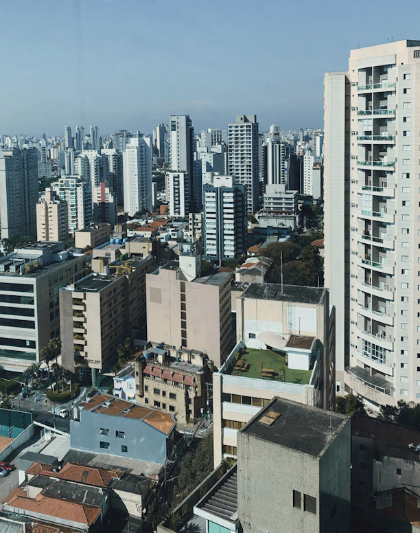 a view of a city from a tall building