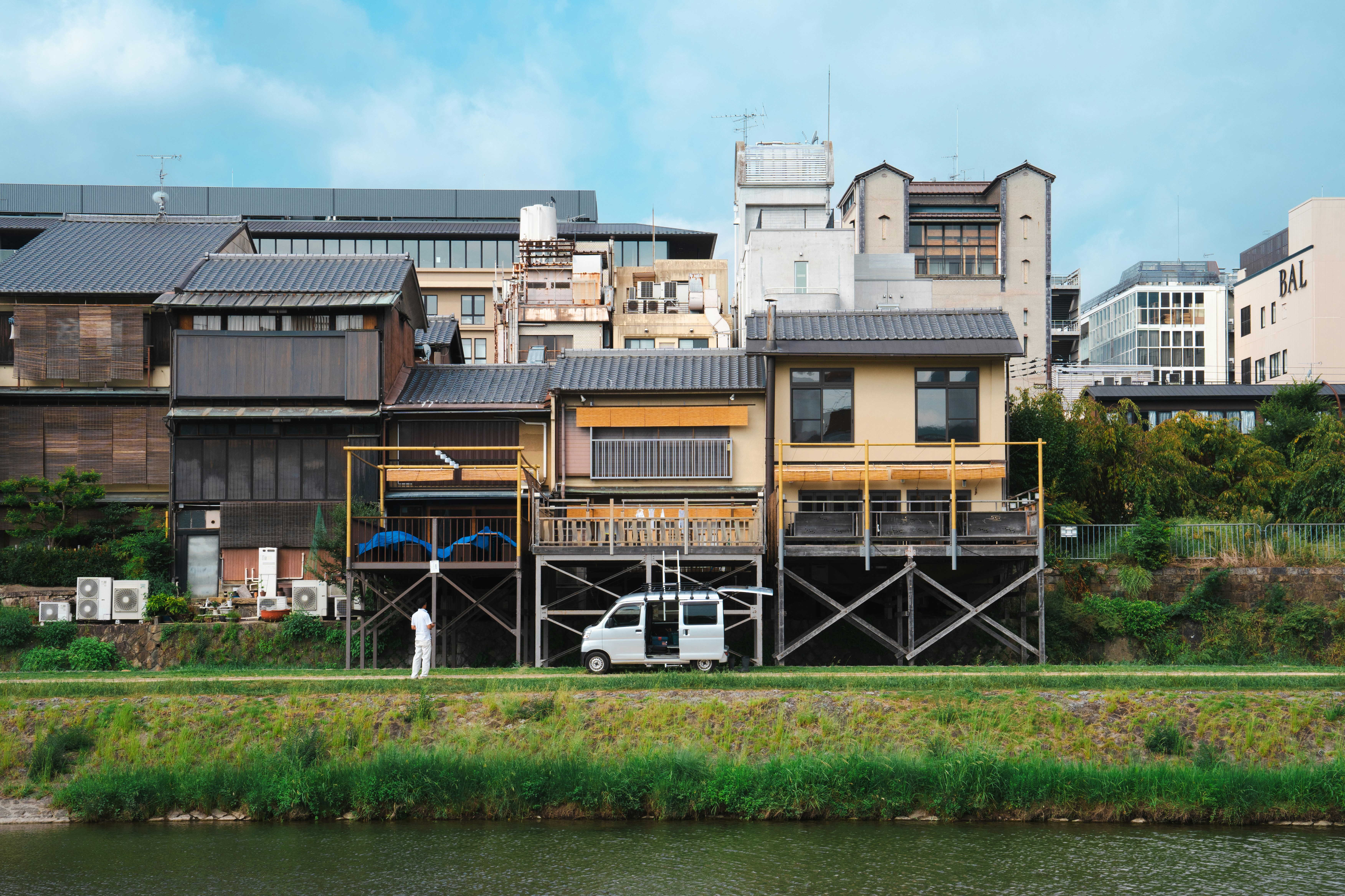 Kyoto riverside dining setup