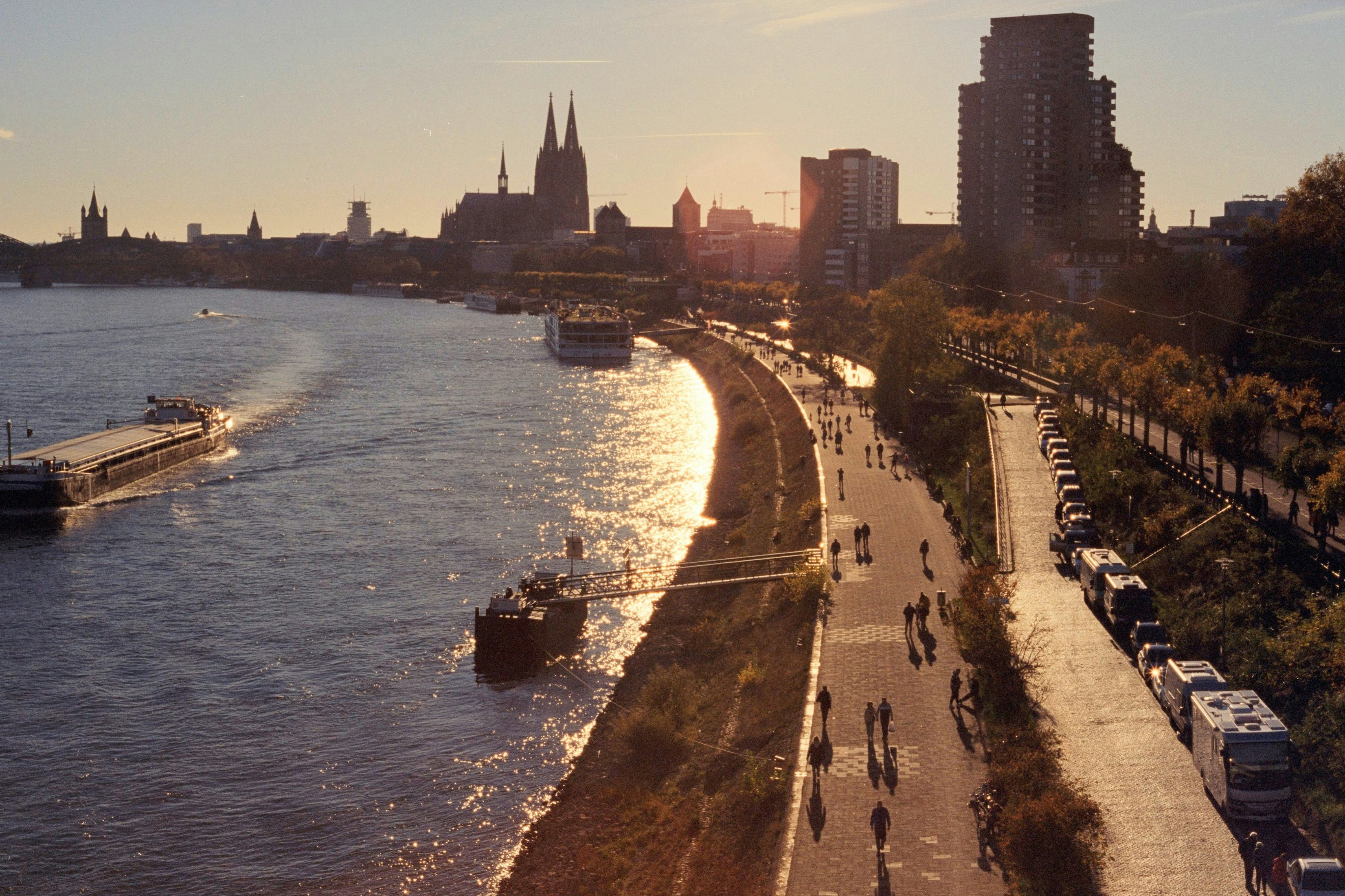 a view of a river with a boat in the water