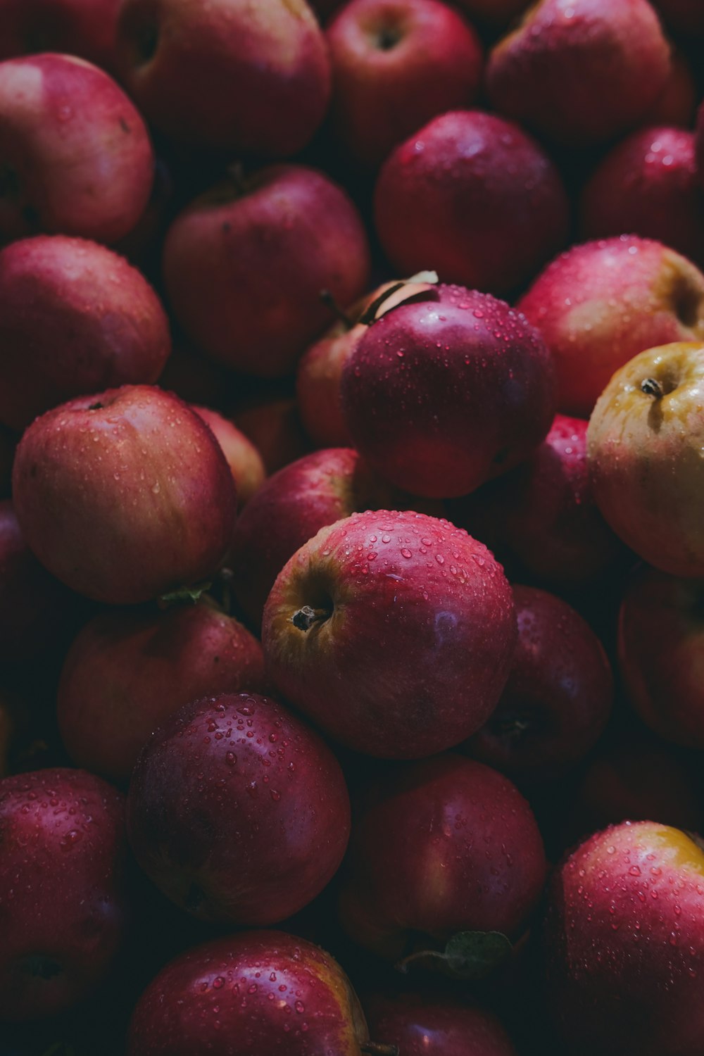 a pile of red apples sitting next to each other