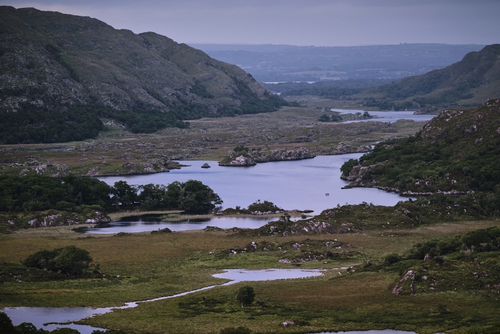 a large body of water surrounded by mountains