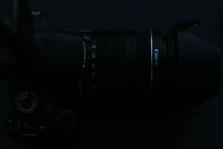a close up of a camera in the dark