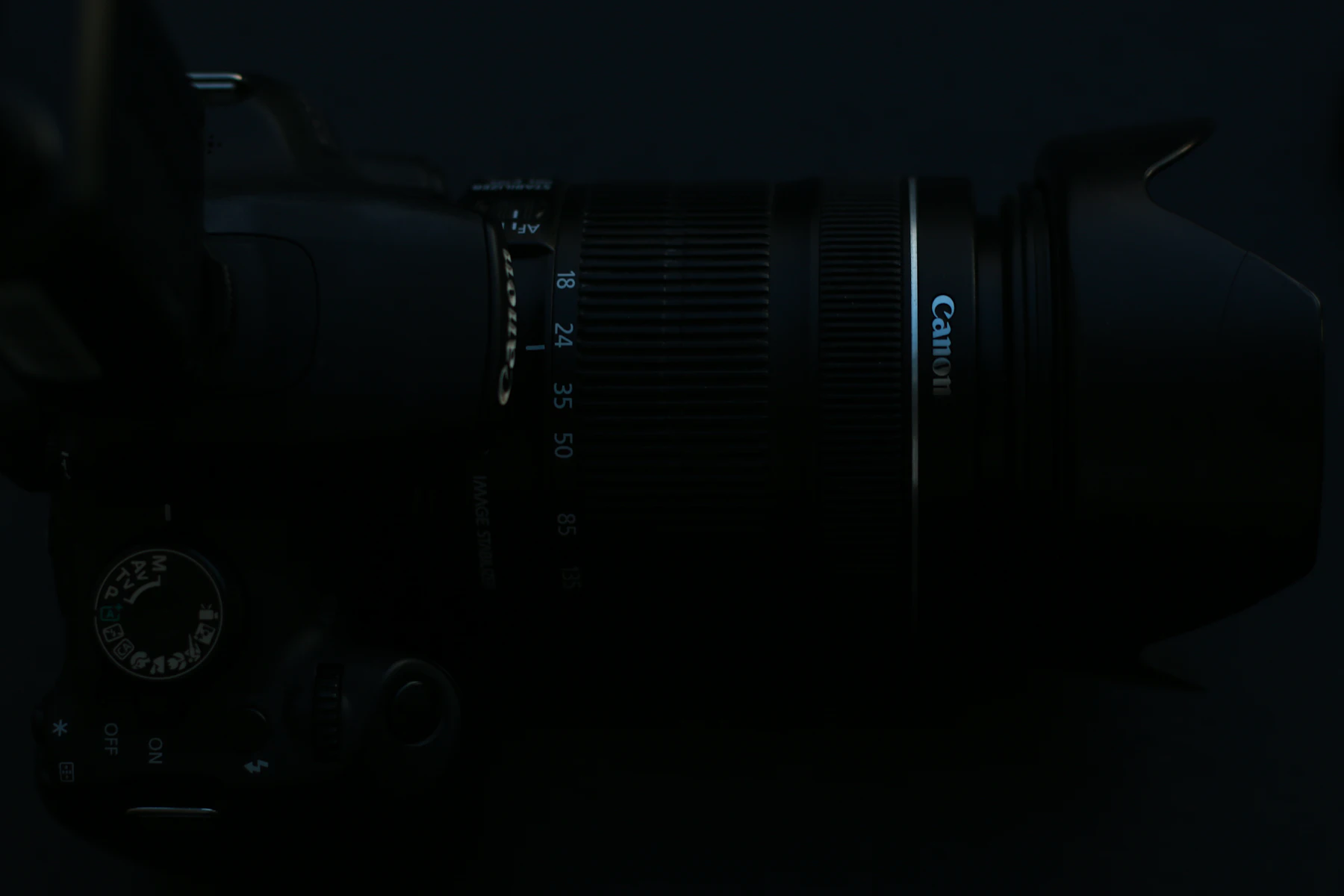 a close up of a camera in the dark