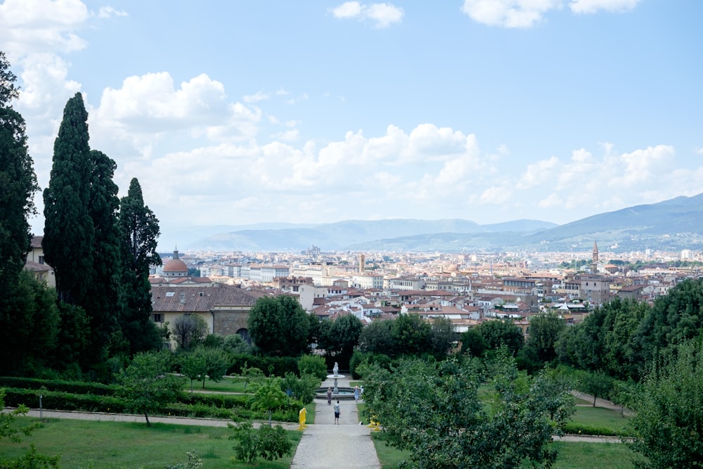 a view of a city from a hill top