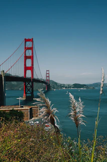 a view of the golden gate bridge from across the bay