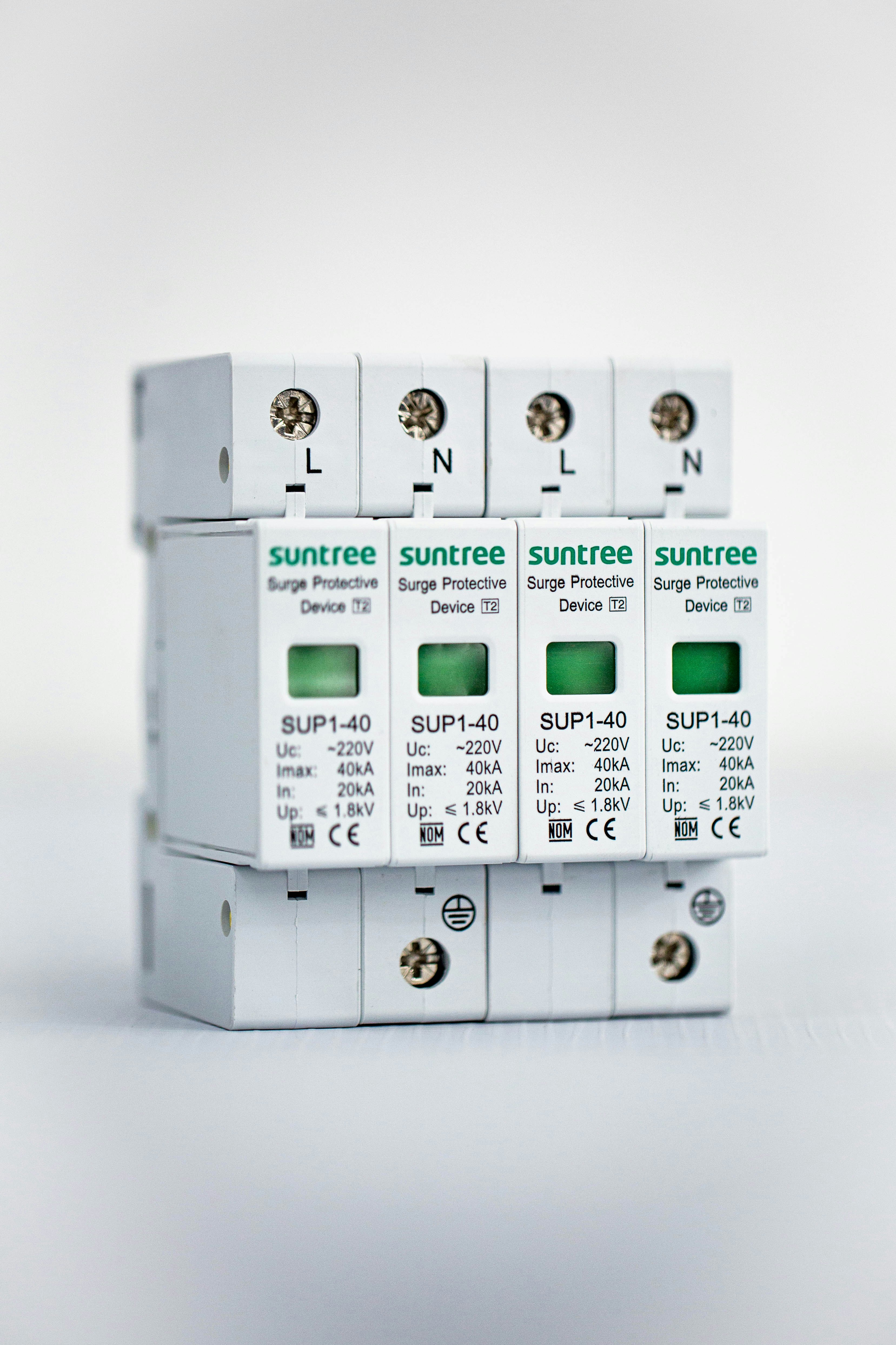 a group of three surge breakers sitting next to each other