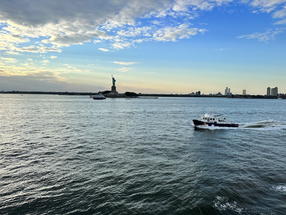 a boat traveling across a large body of water