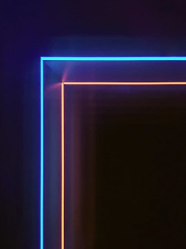 Glowing neon chart showing key support and resistance zones on a dark blue background.