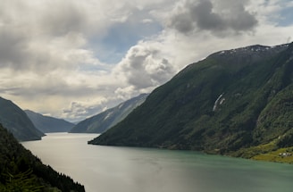 a large body of water surrounded by mountains