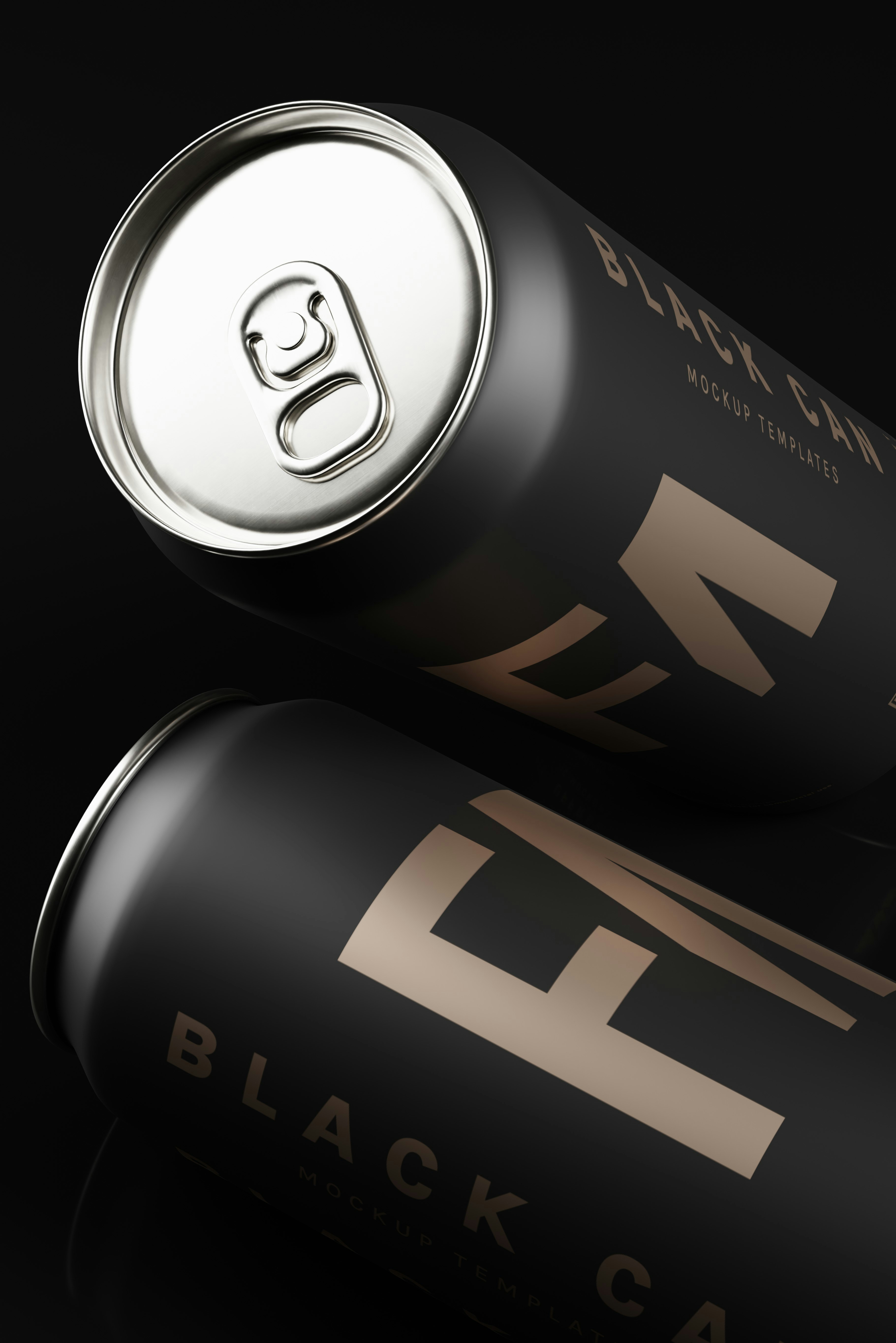 a can of black ca on a black background