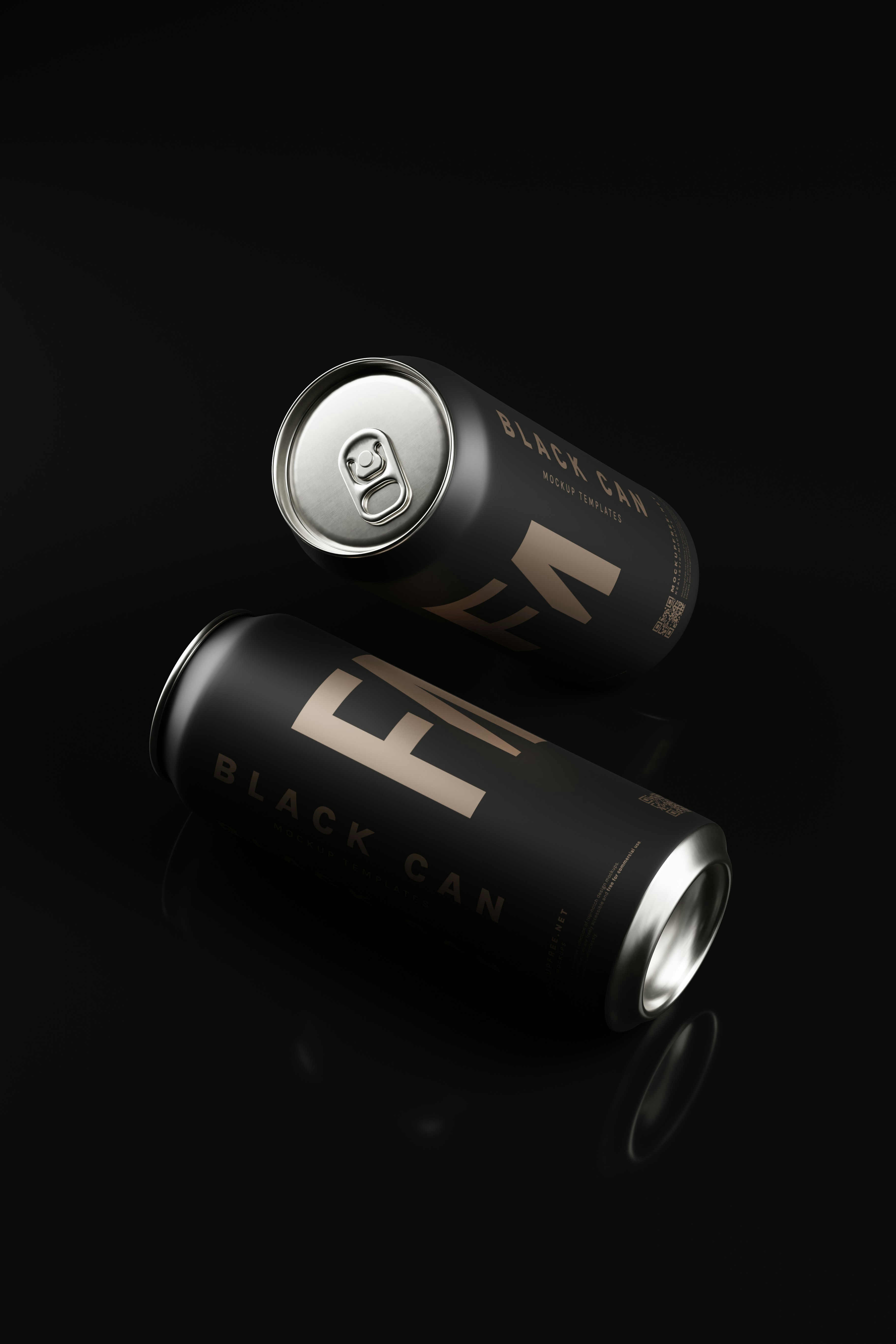 Black Soda or Beer Aluminum Can Mockup Collection. A dark mockup set for beer or soda aluminum can packaging. Download the PSD version of this mockup for free from Mockup Free : https://mockupfree.net/black-soda-or-beer-aluminum-can-mockup-collection