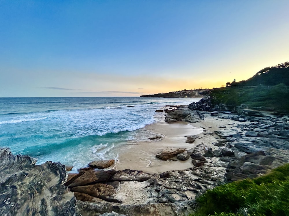 a view of the ocean from a cliff