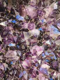 Close-up of sparkling amethyst crystals freshly extracted from the mine.