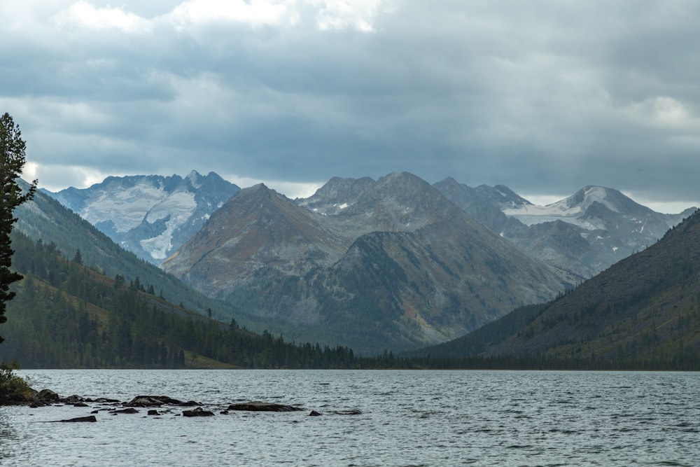 a large body of water surrounded by mountains