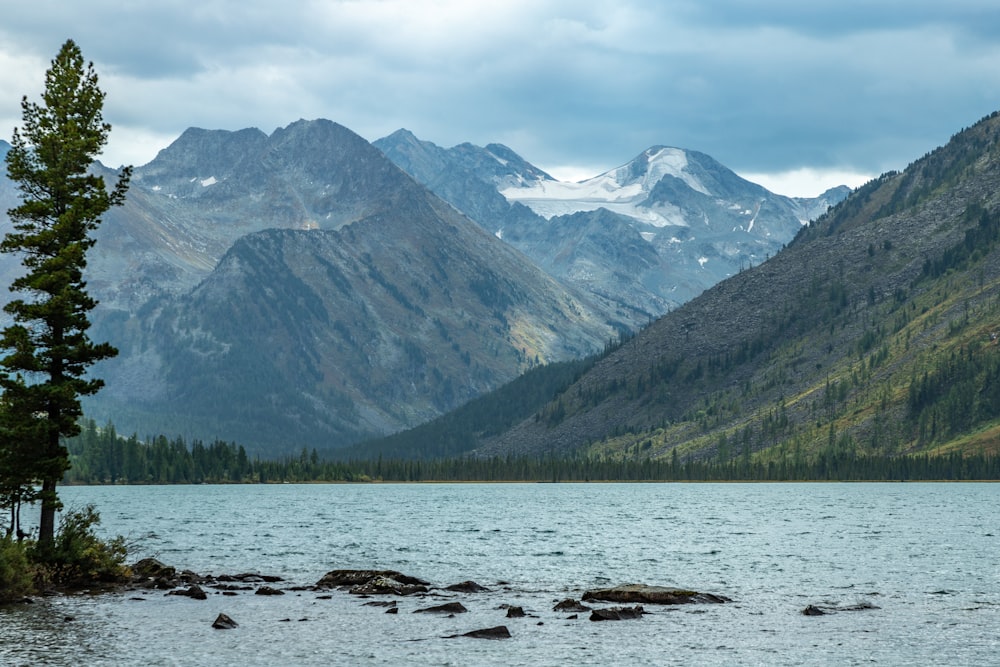 a large body of water surrounded by mountains