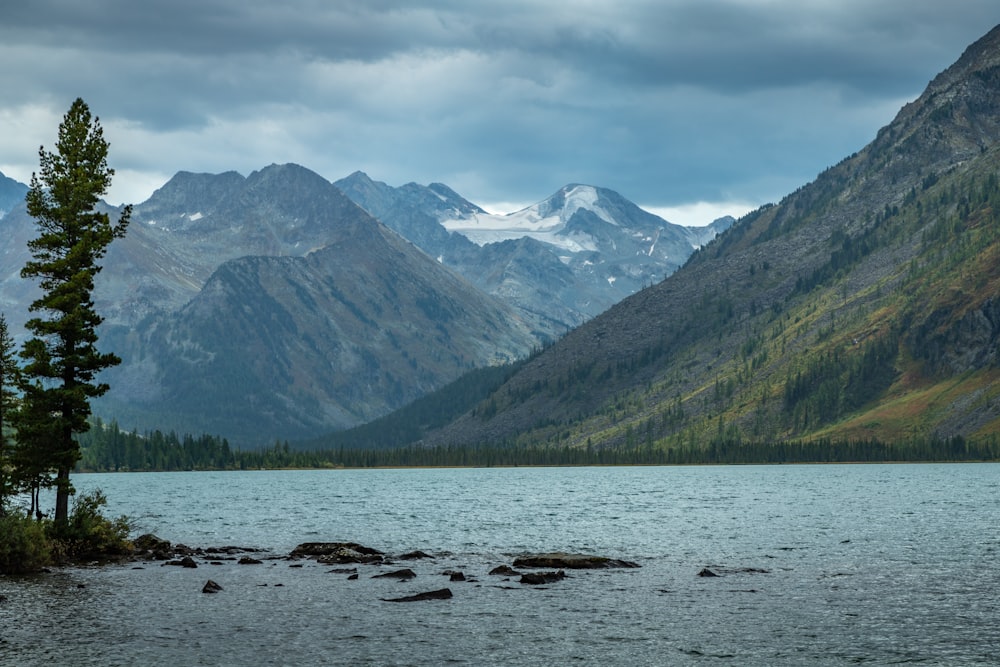 a large body of water surrounded by mountains