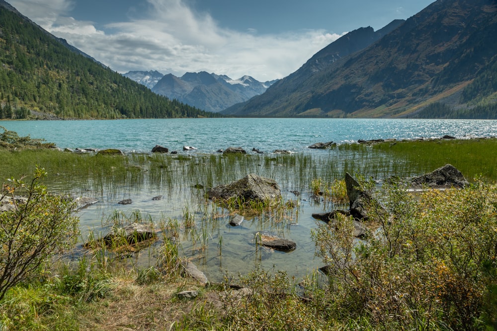 a large body of water surrounded by mountains