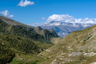 A scenic view of a mountain landscape.