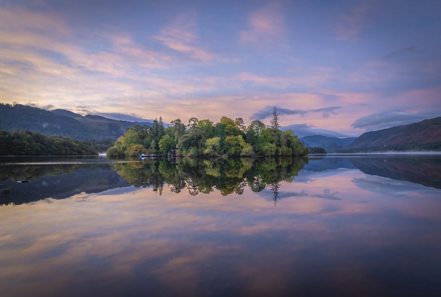 Peaceful lake landscape in the Keswick area