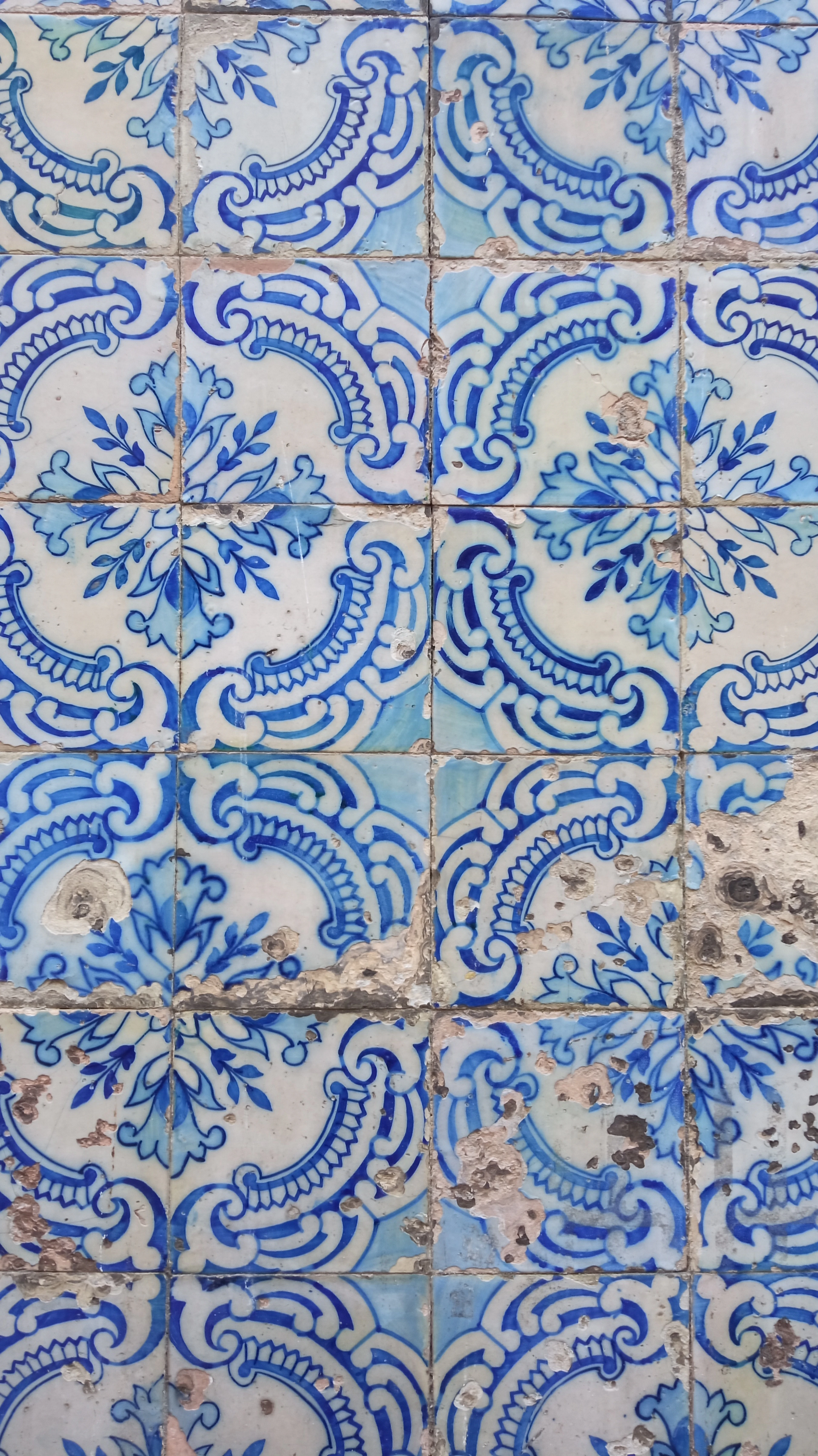 Blue and white patterned azulejo tiles.