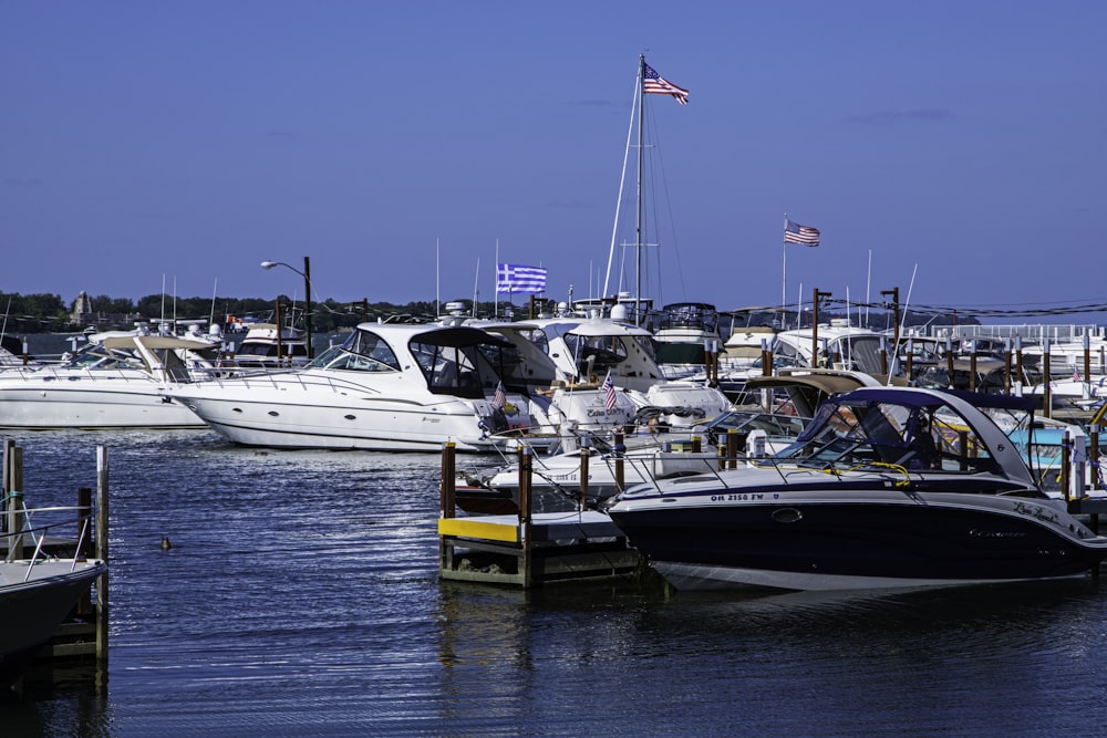 a marina filled with lots of boats on top of water