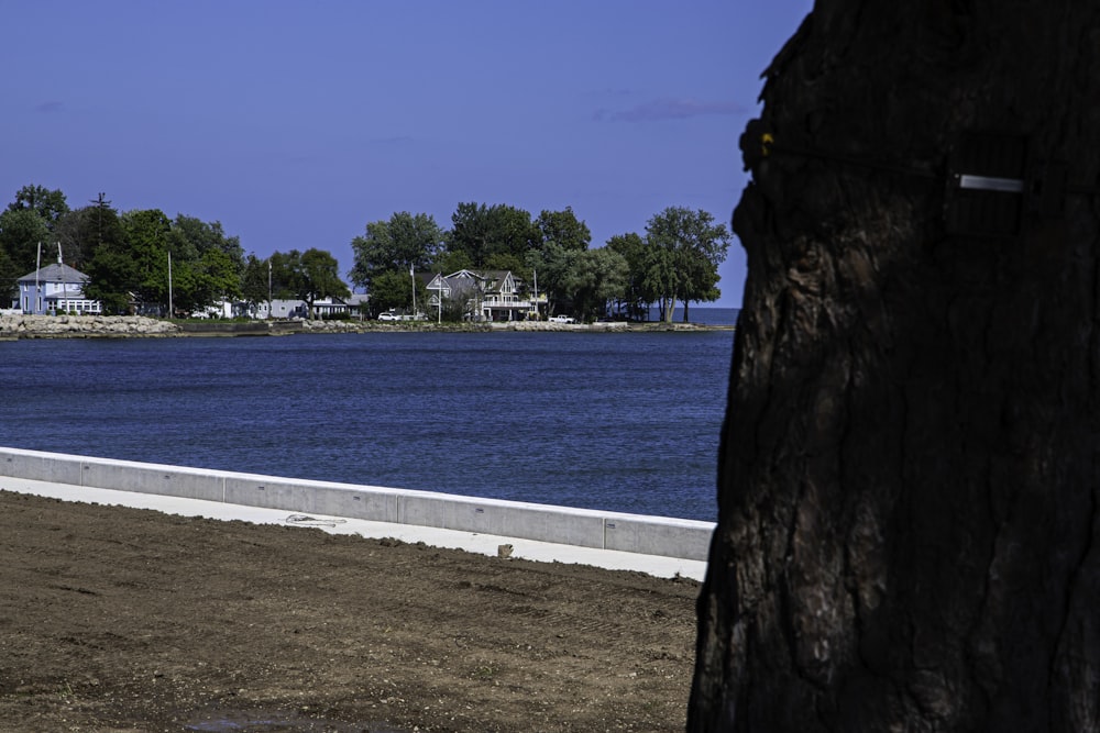 a large body of water sitting next to a beach