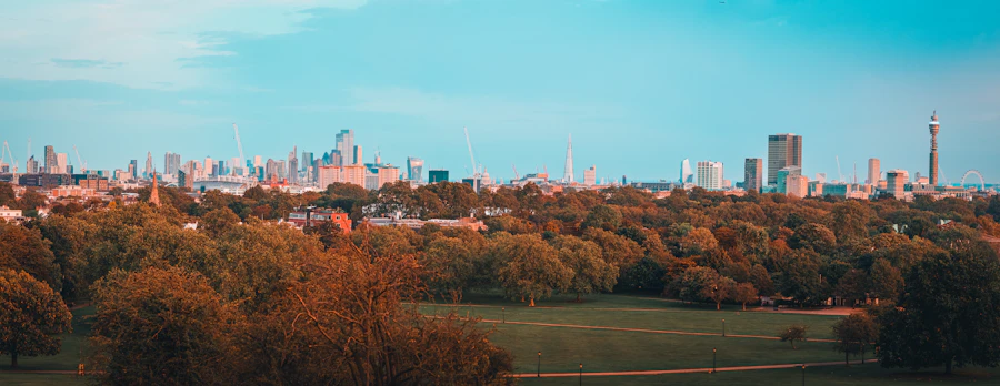 View over the city from a London park hill, one of many free places to meet