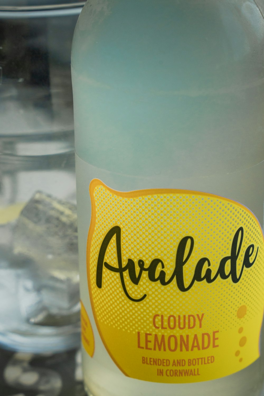 a close up of a bottle of lemonade