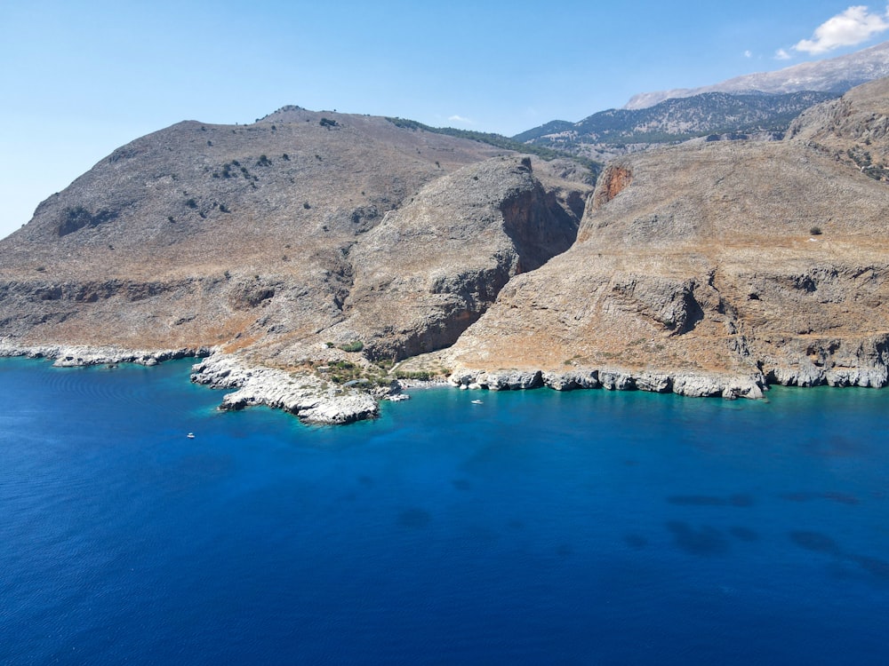 a large body of water surrounded by mountains