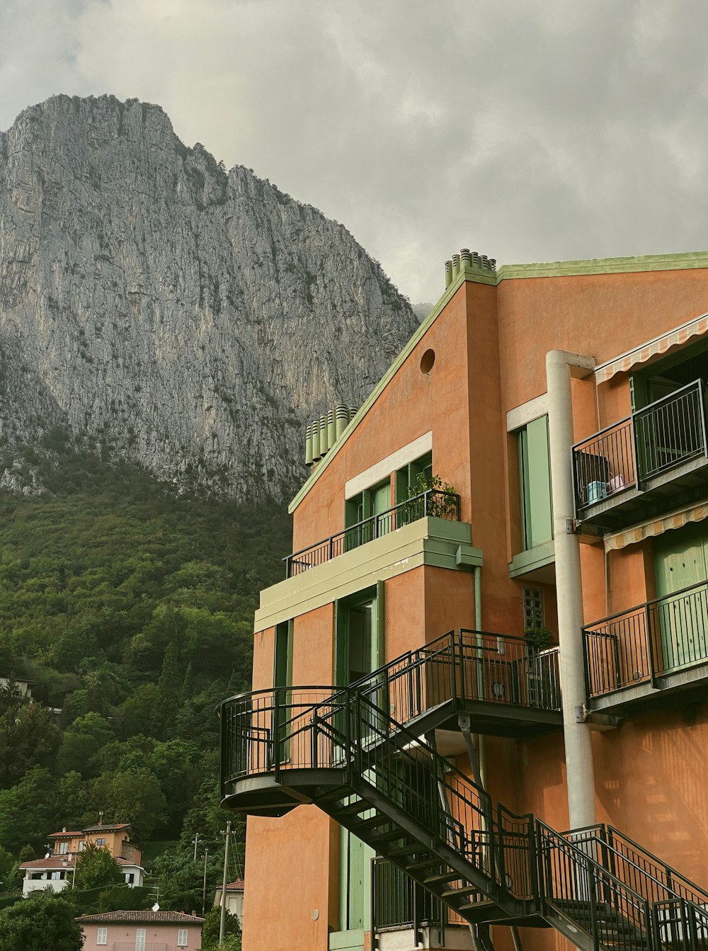 a building with a staircase going up to the top of it