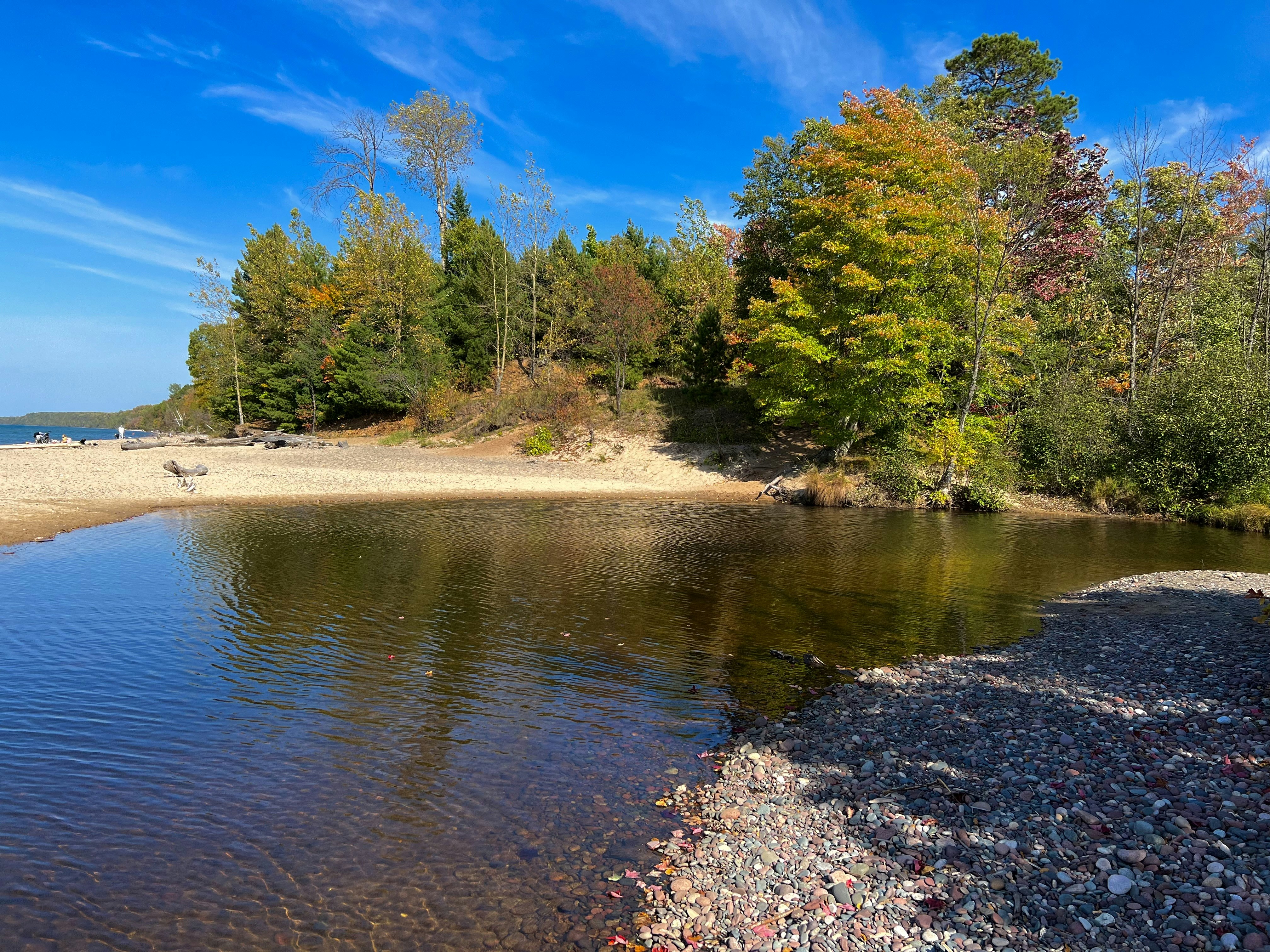 a body of water surrounded by trees and rocks