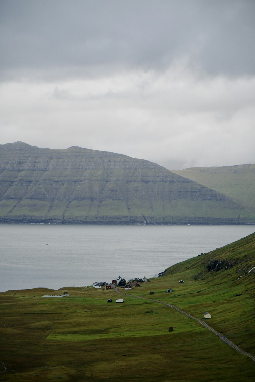 a large body of water surrounded by mountains