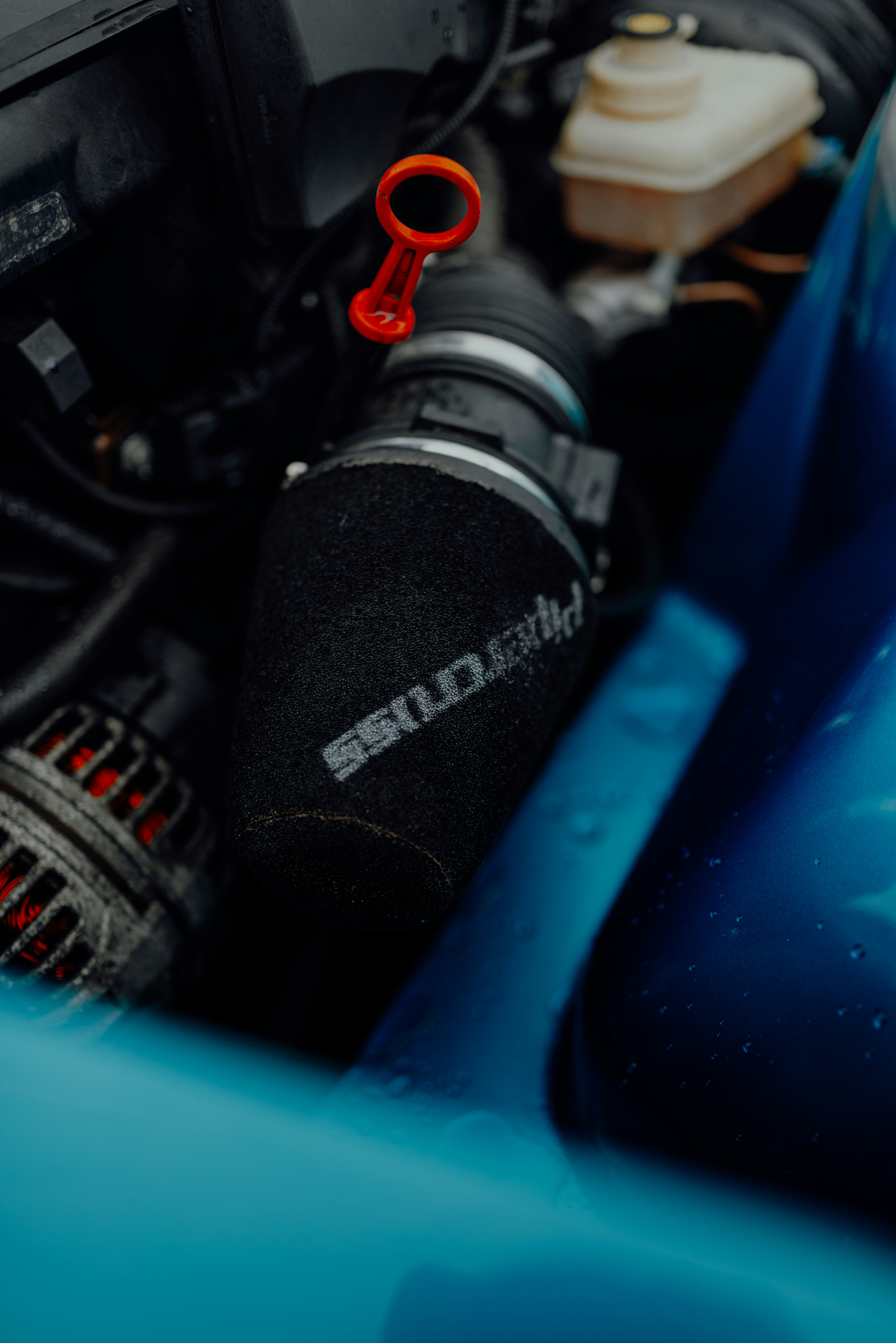 a close up of the engine of a car